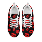 Black And Red Lips Pattern Print White Sneakers