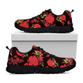 Black And Red Roses Floral Print Black Running Shoes
