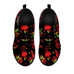 Black And Red Roses Floral Print Black Sneakers