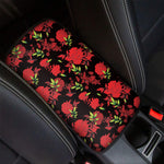 Black And Red Roses Floral Print Car Center Console Cover