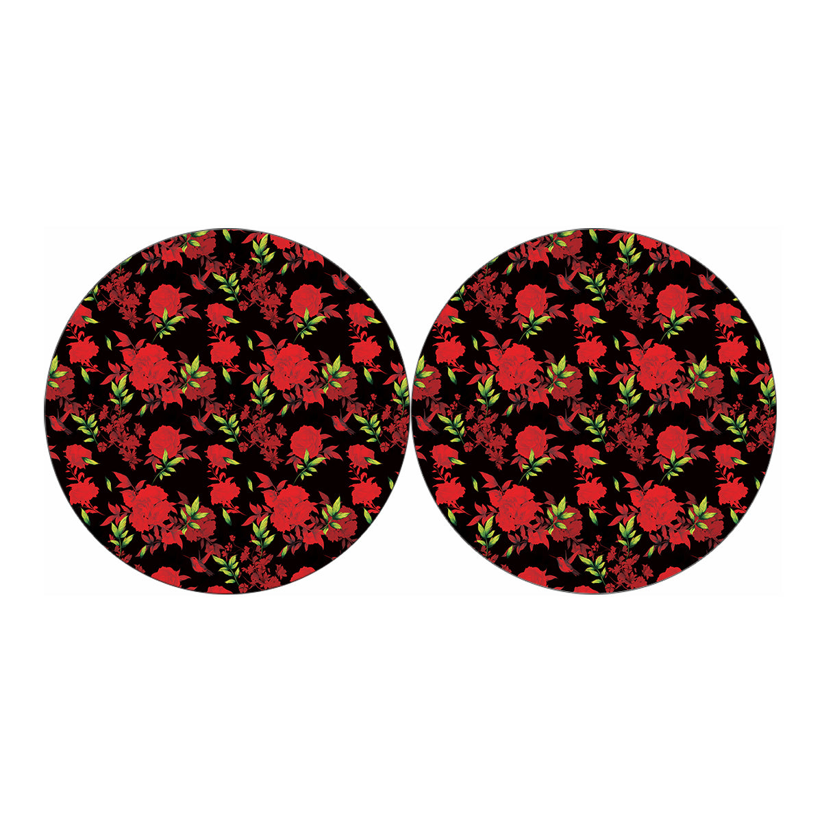 Black And Red Roses Floral Print Car Coasters