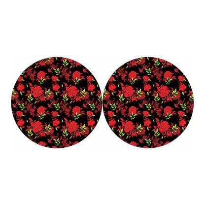 Black And Red Roses Floral Print Car Coasters