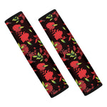 Black And Red Roses Floral Print Car Seat Belt Covers