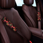 Black And Red Roses Floral Print Car Seat Belt Covers