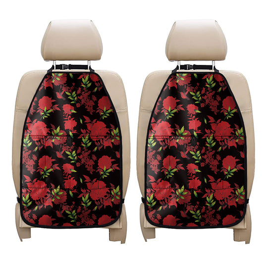 Black And Red Roses Floral Print Car Seat Organizers