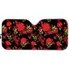 Black And Red Roses Floral Print Car Sun Shade