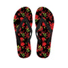 Black And Red Roses Floral Print Flip Flops