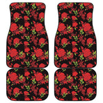 Black And Red Roses Floral Print Front and Back Car Floor Mats