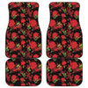 Black And Red Roses Floral Print Front and Back Car Floor Mats