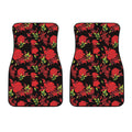 Black And Red Roses Floral Print Front Car Floor Mats