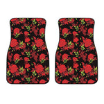 Black And Red Roses Floral Print Front Car Floor Mats