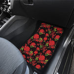 Black And Red Roses Floral Print Front Car Floor Mats