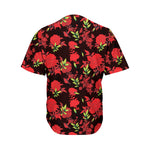 Black And Red Roses Floral Print Men's Baseball Jersey