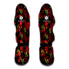 Black And Red Roses Floral Print Muay Thai Shin Guard