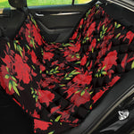 Black And Red Roses Floral Print Pet Car Back Seat Cover