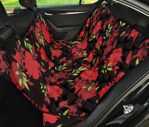 Black And Red Roses Floral Print Pet Car Back Seat Cover