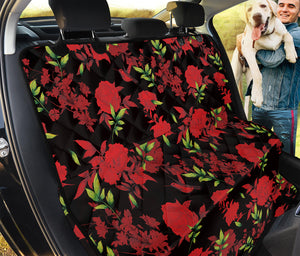 Black And Red Roses Floral Print Pet Car Back Seat Cover