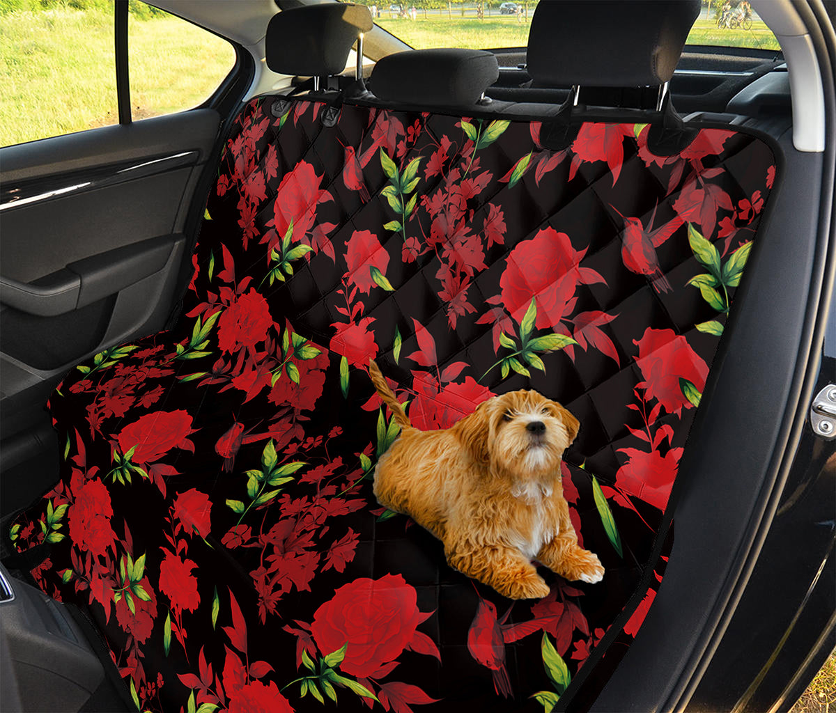 Black And Red Roses Floral Print Pet Car Back Seat Cover