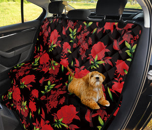 Black And Red Roses Floral Print Pet Car Back Seat Cover