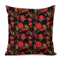 Black And Red Roses Floral Print Pillow Cover