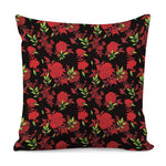 Black And Red Roses Floral Print Pillow Cover