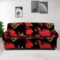 Black And Red Roses Floral Print Sofa Cover