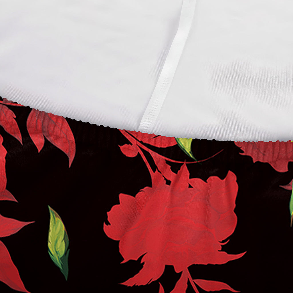 Black And Red Roses Floral Print Sofa Cover