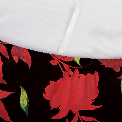 Black And Red Roses Floral Print Sofa Cover