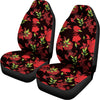 Black And Red Roses Floral Print Universal Fit Car Seat Covers