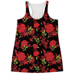 Black And Red Roses Floral Print Women's Racerback Tank Top