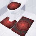 Black And Red Satanic Pentagram Print 3 Piece Bath Mat Set
