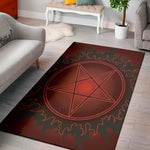 Black And Red Satanic Pentagram Print Area Rug