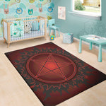 Black And Red Satanic Pentagram Print Area Rug
