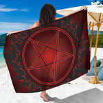 Black And Red Satanic Pentagram Print Beach Sarong Wrap