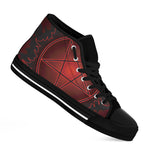 Black And Red Satanic Pentagram Print Black High Top Shoes