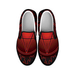 Black And Red Satanic Pentagram Print Black Slip On Shoes