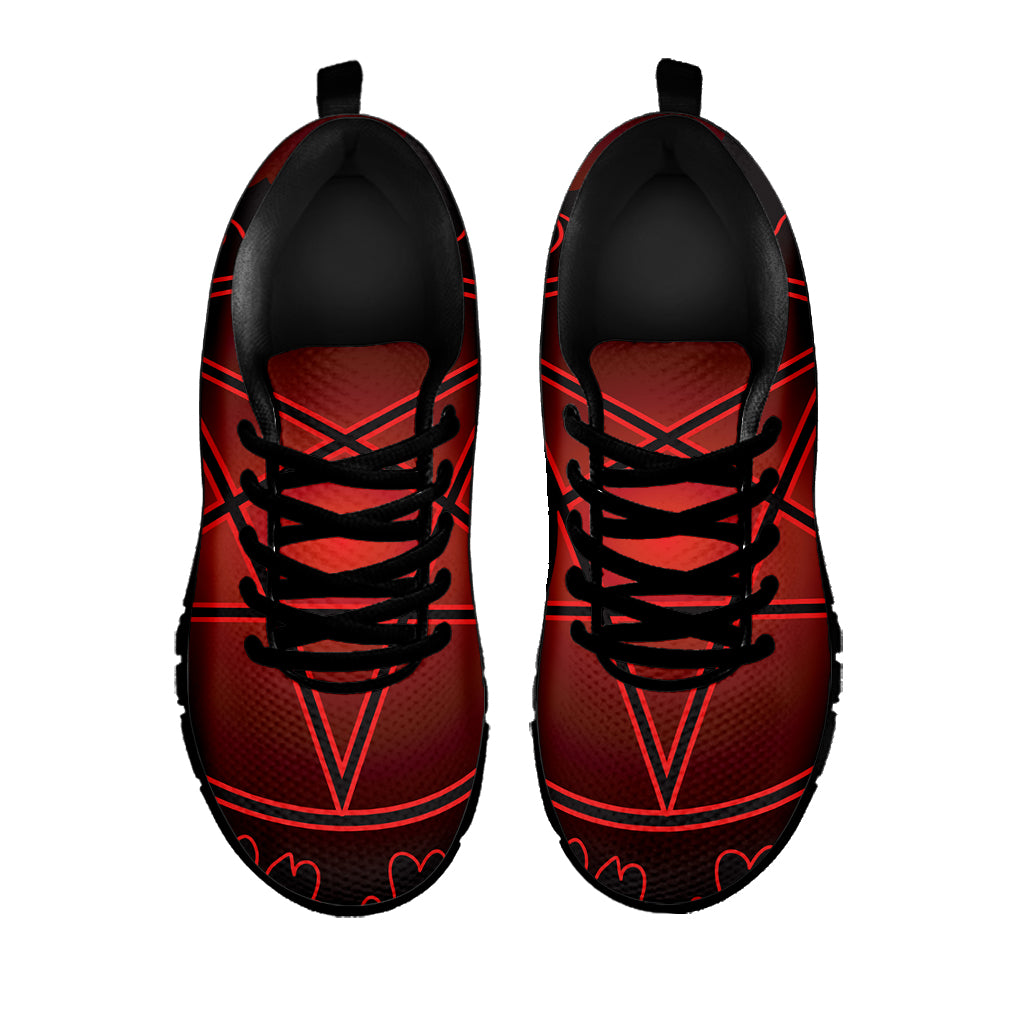 Black And Red Satanic Pentagram Print Black Sneakers