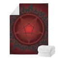 Black And Red Satanic Pentagram Print Blanket