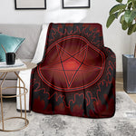 Black And Red Satanic Pentagram Print Blanket