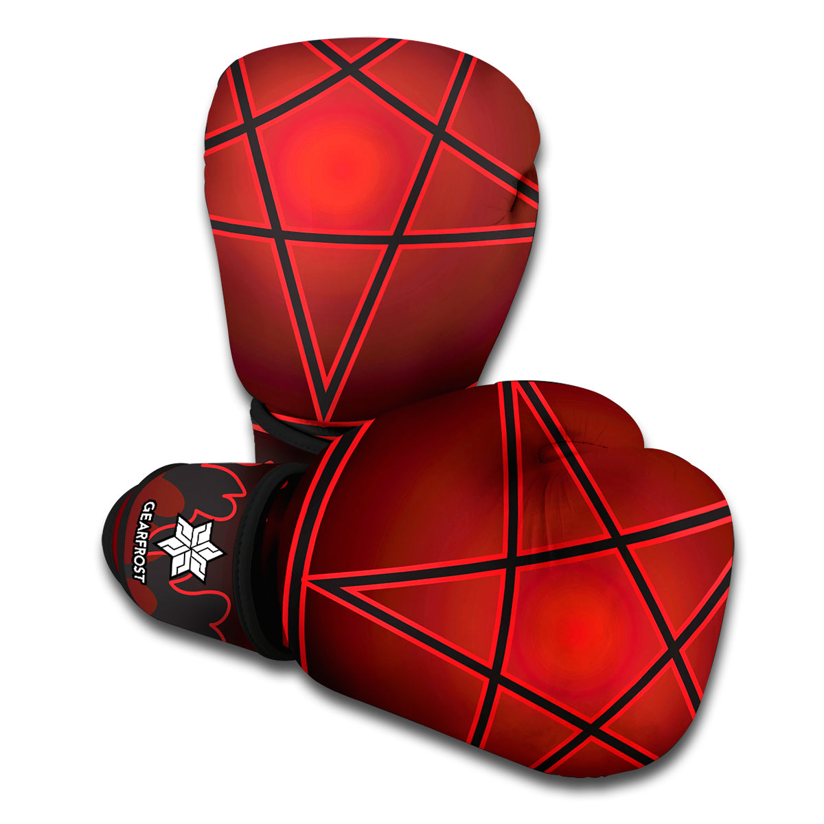 Black And Red Satanic Pentagram Print Boxing Gloves