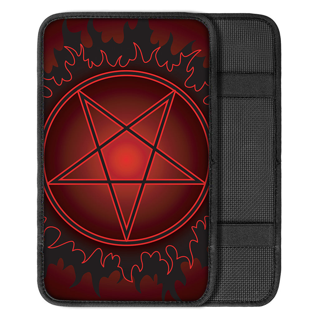 Black And Red Satanic Pentagram Print Car Center Console Cover
