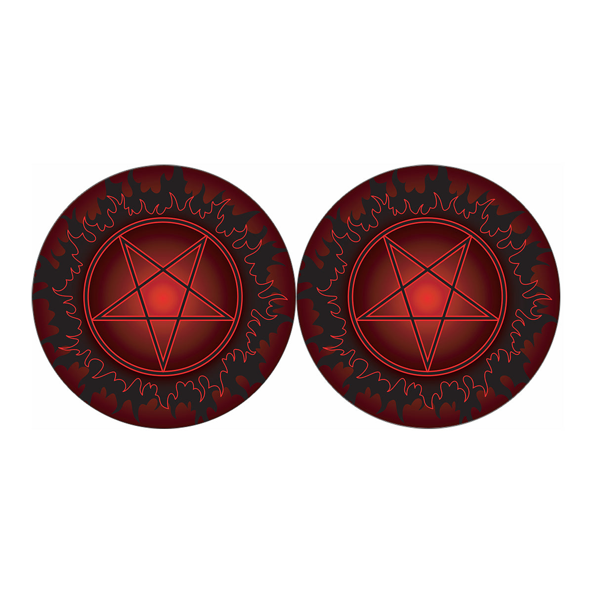 Black And Red Satanic Pentagram Print Car Coasters