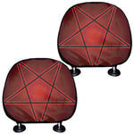 Black And Red Satanic Pentagram Print Car Headrest Covers