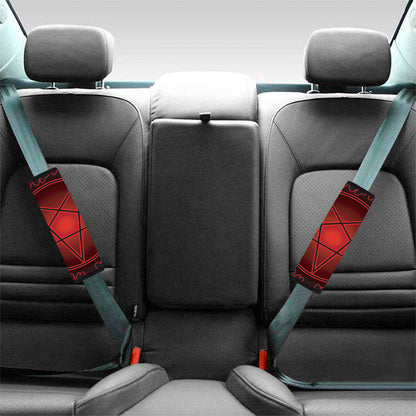 Black And Red Satanic Pentagram Print Car Seat Belt Covers