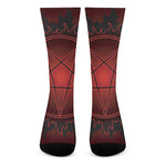 Black And Red Satanic Pentagram Print Crew Socks