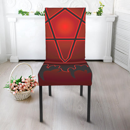 Black And Red Satanic Pentagram Print Dining Chair Slipcover