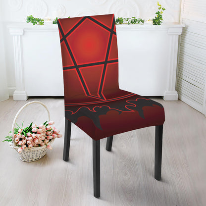 Black And Red Satanic Pentagram Print Dining Chair Slipcover