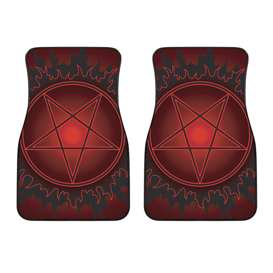 Black And Red Satanic Pentagram Print Front Car Floor Mats