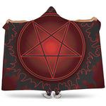 Black And Red Satanic Pentagram Print Hooded Blanket