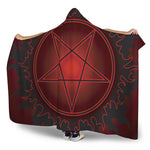 Black And Red Satanic Pentagram Print Hooded Blanket